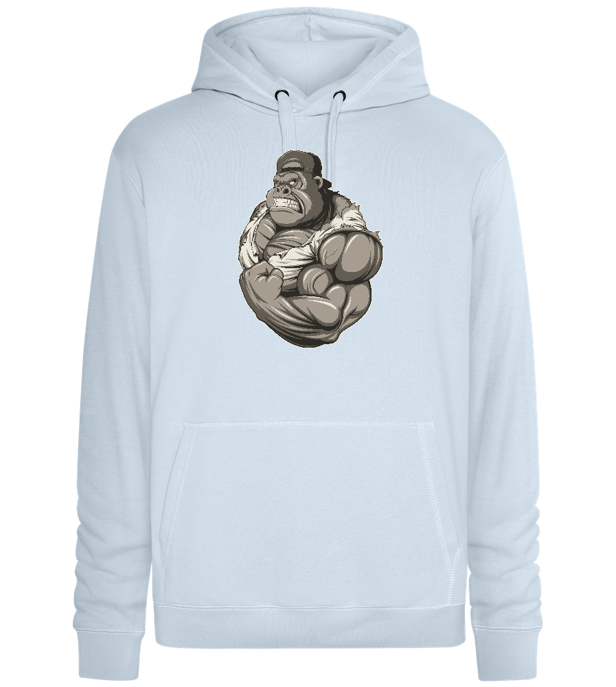 Flexing Gorilla Design - Premium unisex hoodie_CREAMY BLUE_front