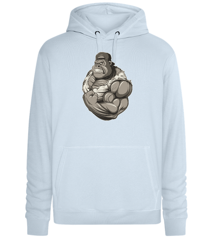 Flexing Gorilla Design - Premium unisex hoodie_CREAMY BLUE_front