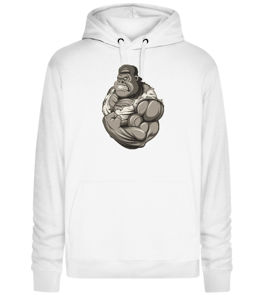 Flexing Gorilla Design - Premium unisex hoodie_WHITE_front