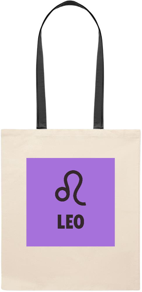 Zodiac Leo Design - Essential colored handle tote bag_BLACK_front