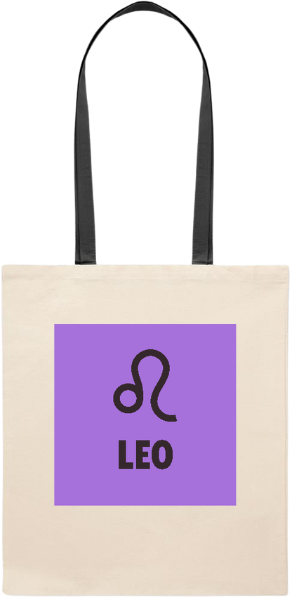 Zodiac Leo Design - Essential colored handle tote bag_BLACK_front