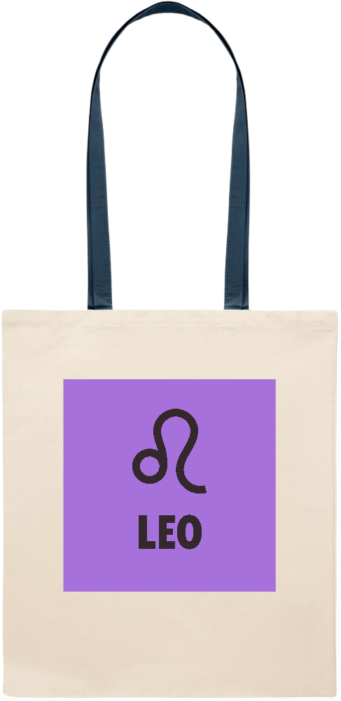 Zodiac Leo Design - Essential colored handle tote bag_BLUE_front