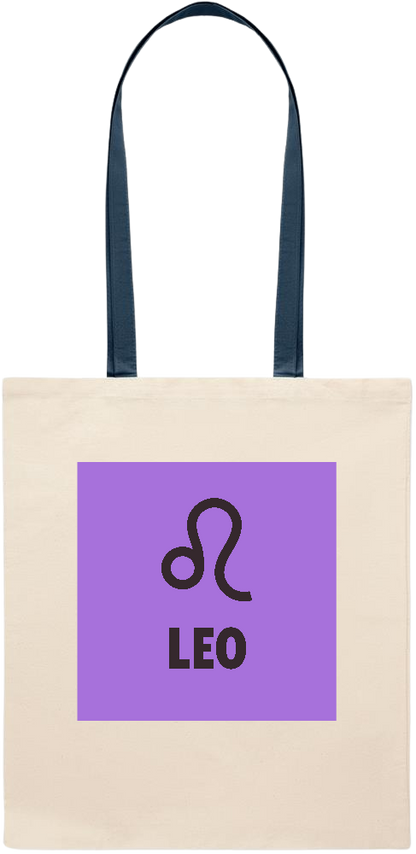 Zodiac Leo Design - Essential colored handle tote bag_BLUE_front