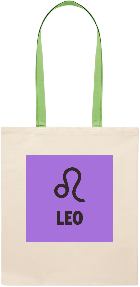 Zodiac Leo Design - Essential colored handle tote bag_LIME_front