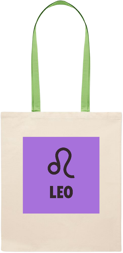 Zodiac Leo Design - Essential colored handle tote bag_LIME_front