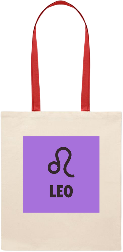 Zodiac Leo Design - Essential colored handle tote bag_RED_front