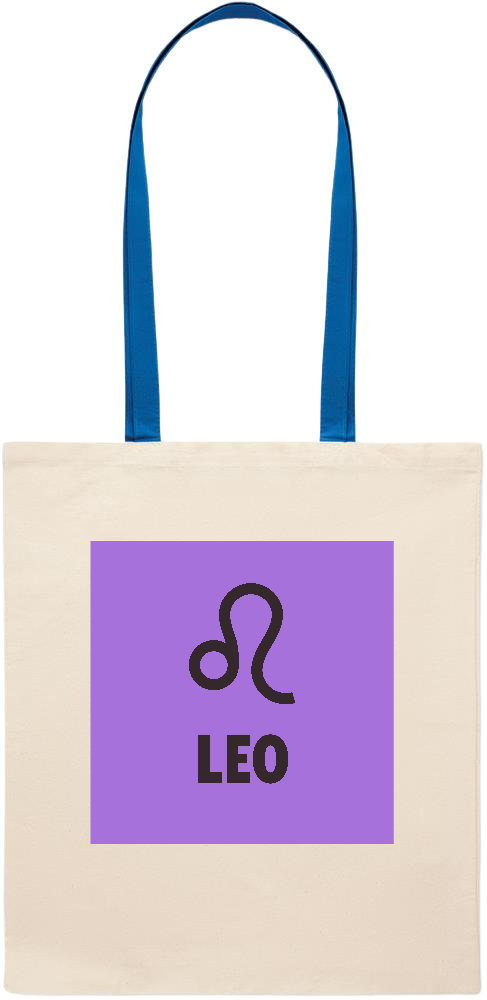 Zodiac Leo Design - Essential colored handle tote bag_ROYAL BLUE_front