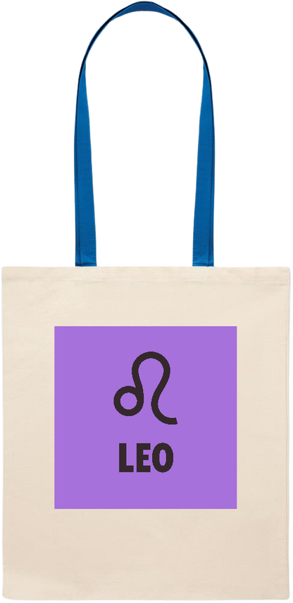 Zodiac Leo Design - Essential colored handle tote bag_ROYAL BLUE_front