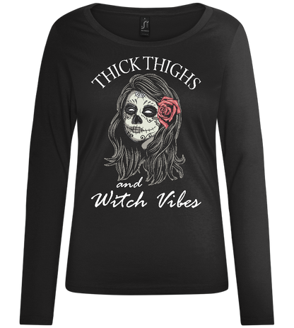 And Witch Vibes Design - Comfort women's long sleeve t-shirt_DEEP BLACK_front