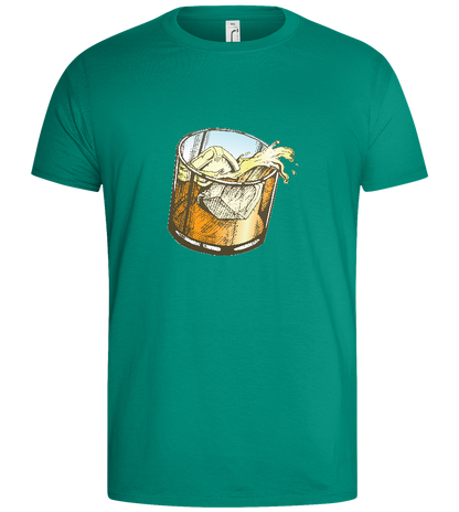 Whiskey Glass Design - Basic men's t-shirt_GREEN BOTTLE_front