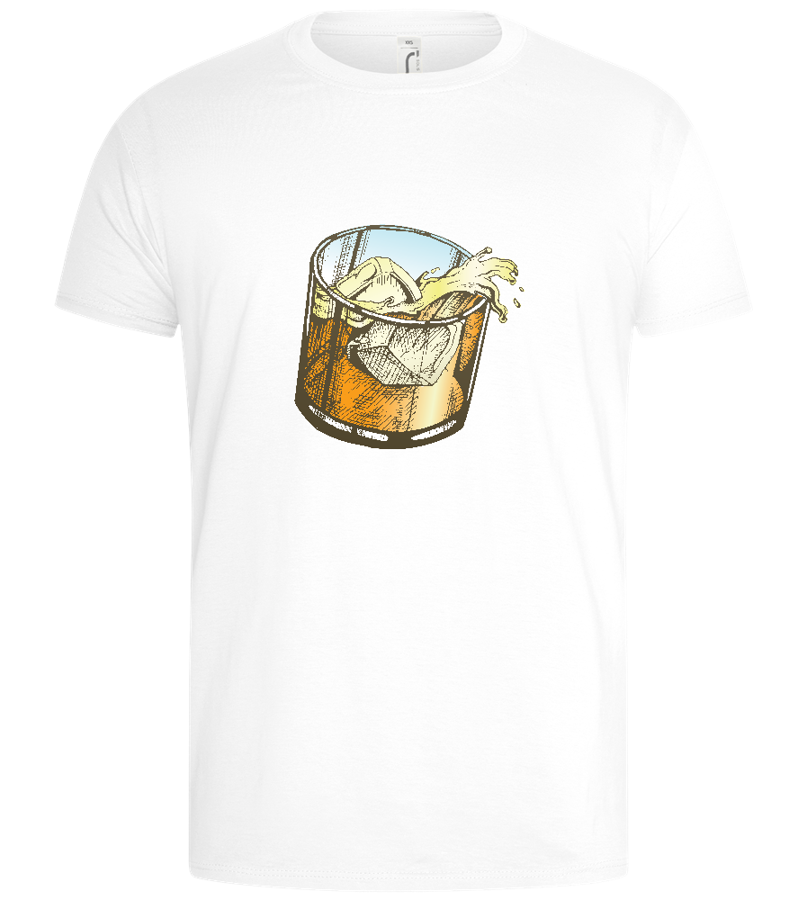 Whiskey Glass Design - Basic men's t-shirt_WHITE_front