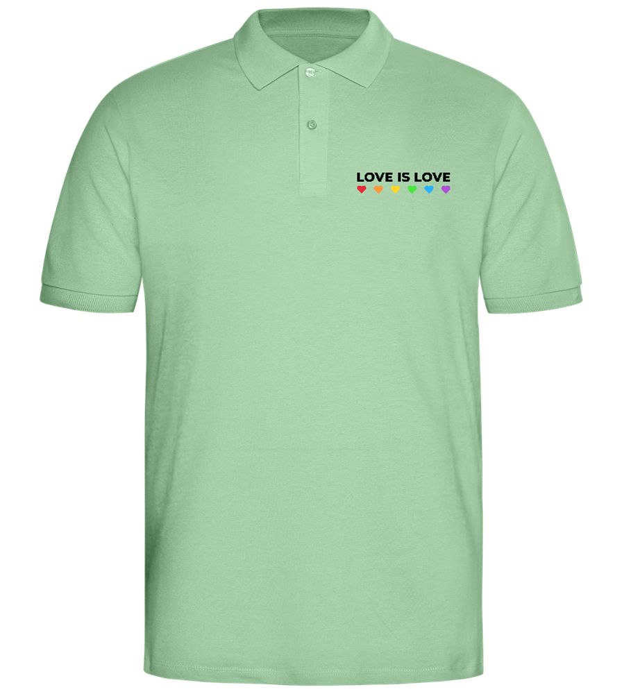 Love is Love Colored Hearts Design - Comfort men's polo shirt_ICE GREEN_front