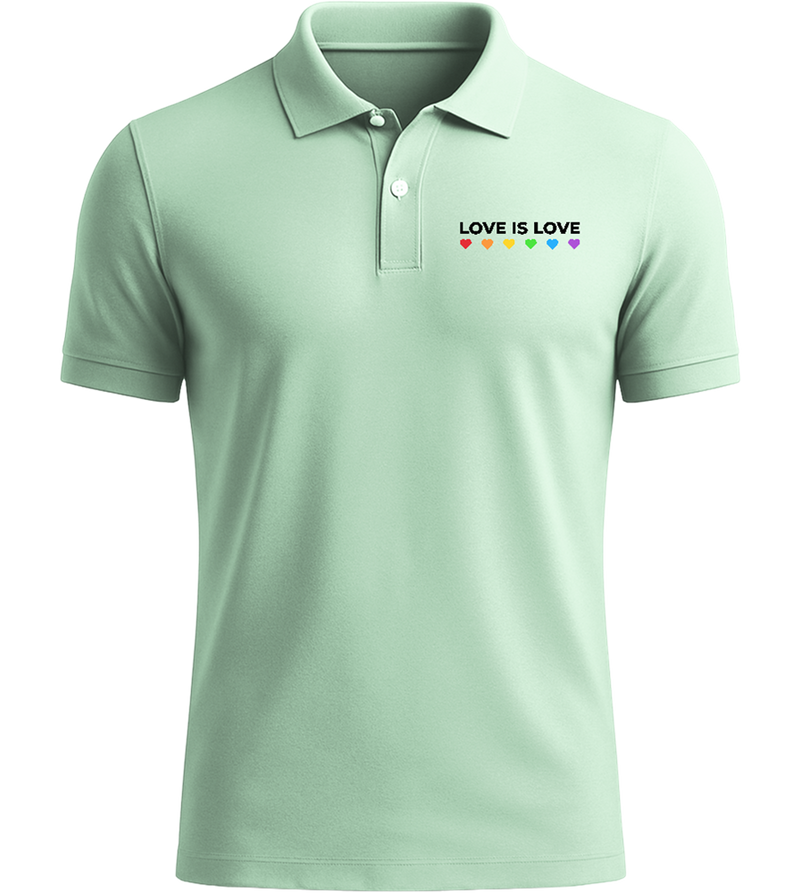 Love is Love Colored Hearts Design - Comfort men's polo shirt_ICE GREEN_front