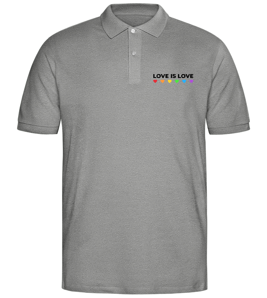 Love is Love Colored Hearts Design - Comfort men's polo shirt_ORION GREY II_front