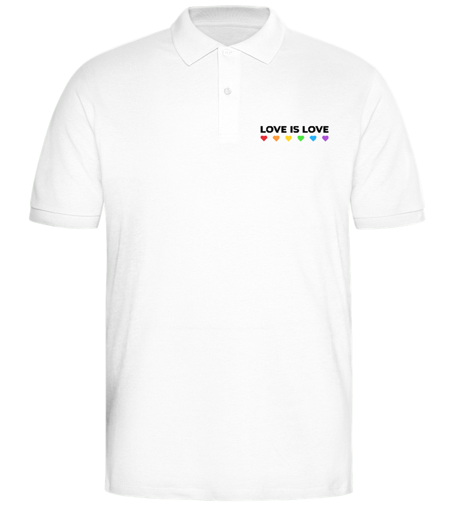 Love is Love Colored Hearts Design - Comfort men's polo shirt_WHITE_front