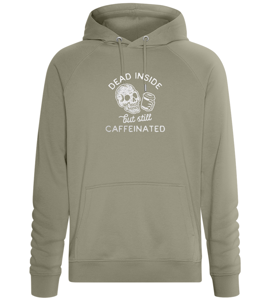 Dead Inside Caffeinated Design - Comfort unisex hoodie_KHAKI_front