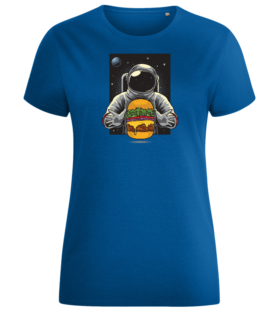 Spaceman Burger Design - Comfort women's fitted t-shirt_ROYAL_front