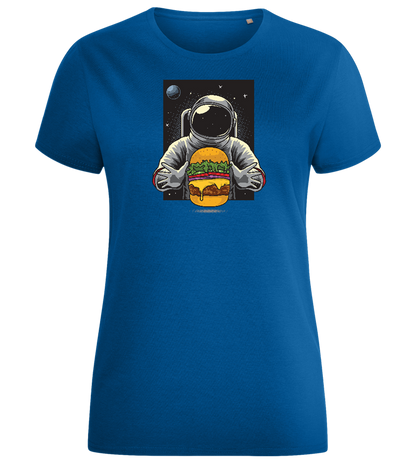 Spaceman Burger Design - Comfort women's fitted t-shirt_ROYAL_front