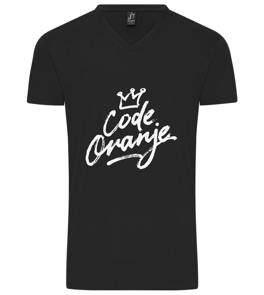 Code Oranje Kroontje Design - Premium men's v-neck t-shirt_DEEP BLACK_front
