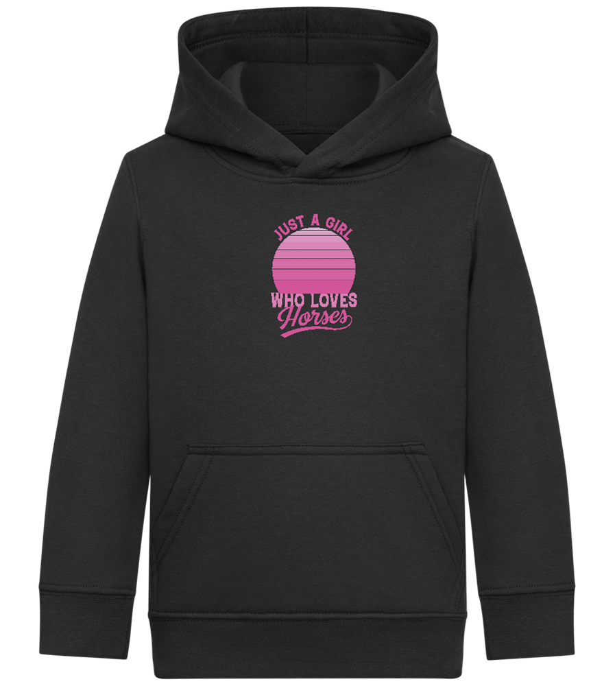 Just a Girl Who Loves Horses Design - Comfort Kids Hoodie_BLACK_front