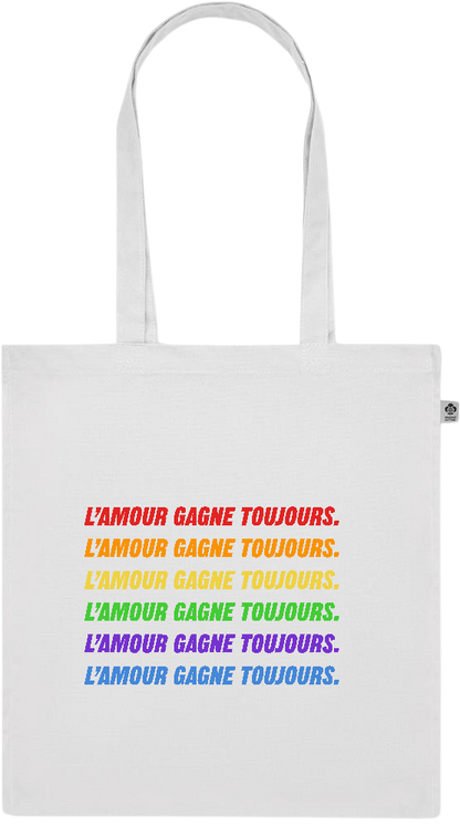 L'amour Gagne Toujours Design - Premium colored organic cotton tote bag_WHITE_front