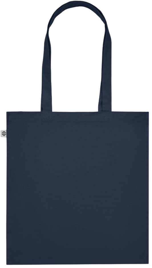 L'amour Gagne Toujours Design - Premium colored organic cotton tote bag_FRENCH NAVY_back