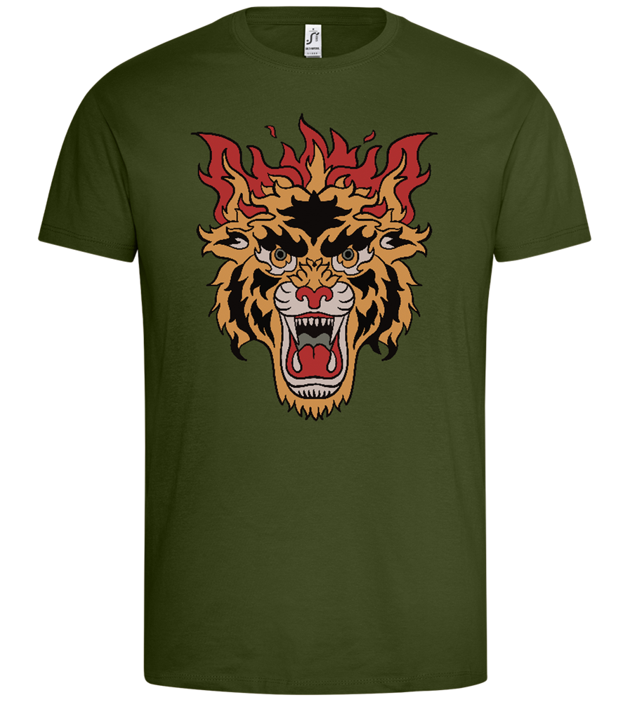 Beast of Fire Design - Premium men's t-shirt_DARK KHAKI_front