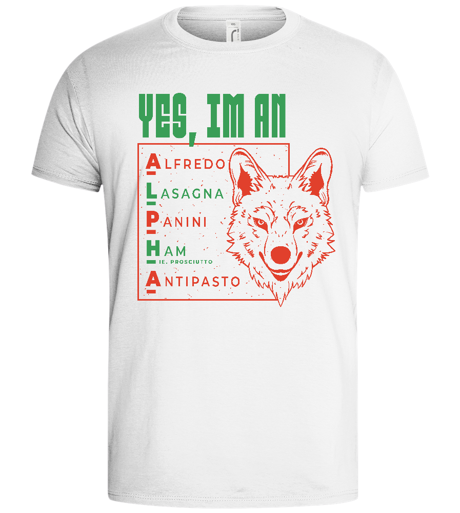 Yes I'm an Alpha Design - Basic men's t-shirt_WHITE_front