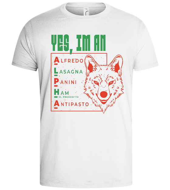 Yes I'm an Alpha Design - Basic men's t-shirt_WHITE_front