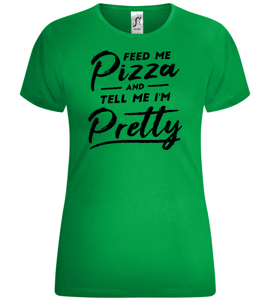 Feed Me Pizza Design - Comfort women's t-shirt_MEADOW GREEN_front