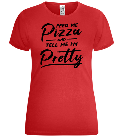 Feed Me Pizza Design - Comfort women's t-shirt_RED_front