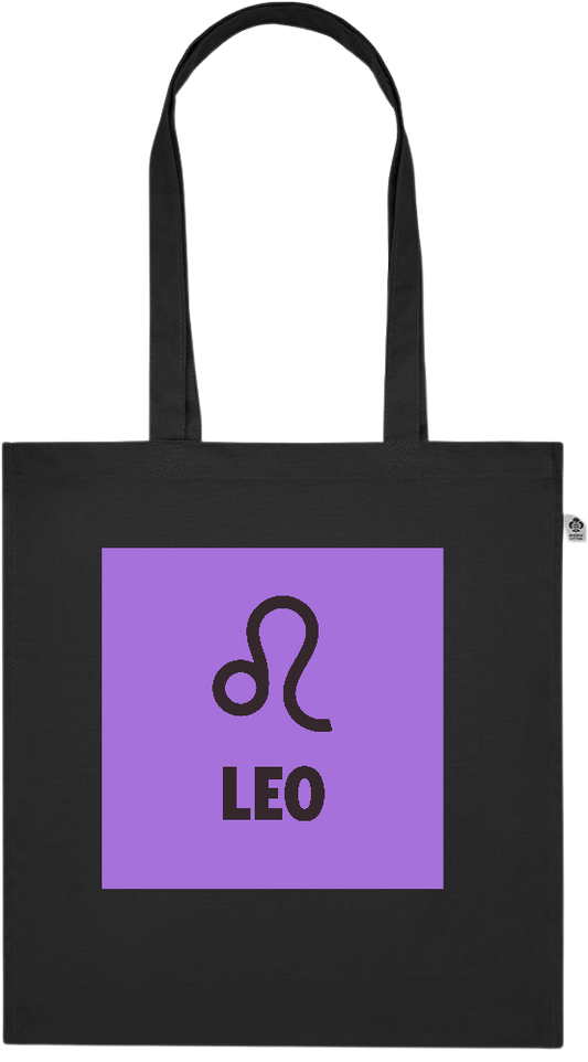 Zodiac Leo Design - Premium colored organic cotton tote bag_BLACK_front