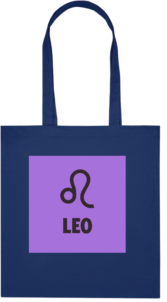 Zodiac Leo Design - Premium colored organic cotton tote bag_BLUE_front