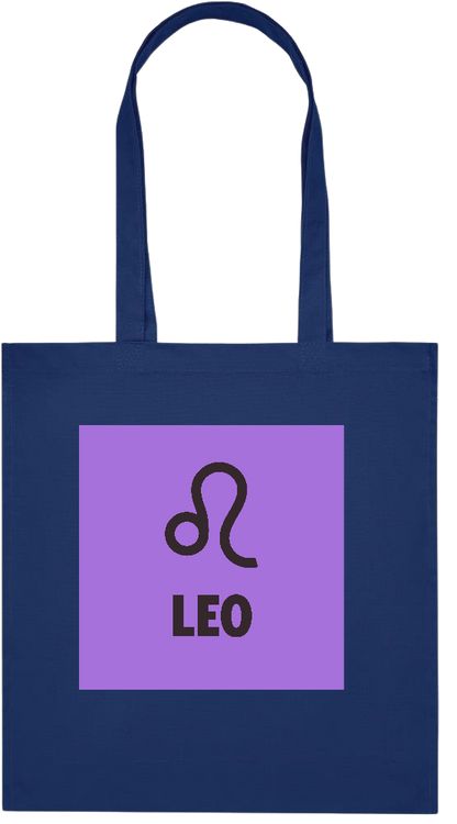 Zodiac Leo Design - Premium colored organic cotton tote bag_BLUE_front