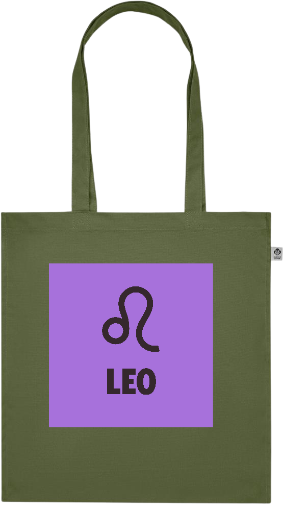 Zodiac Leo Design - Premium colored organic cotton tote bag_GREEN_front