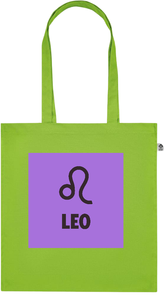 Zodiac Leo Design - Premium colored organic cotton tote bag_LIME_front