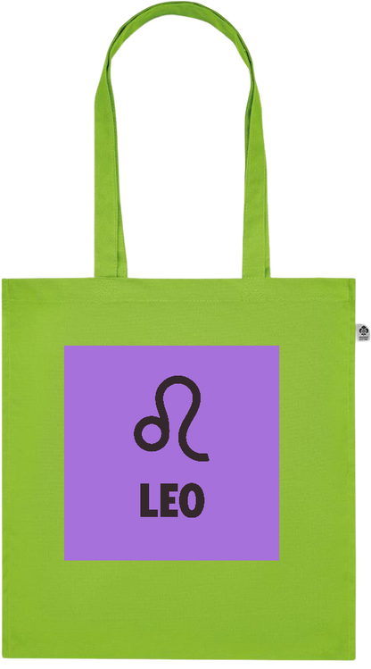 Zodiac Leo Design - Premium colored organic cotton tote bag_LIME_front