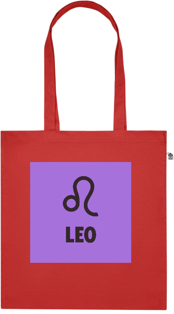 Zodiac Leo Design - Premium colored organic cotton tote bag_RED_front