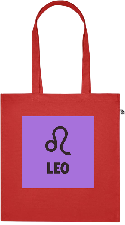 Zodiac Leo Design - Premium colored organic cotton tote bag_RED_front