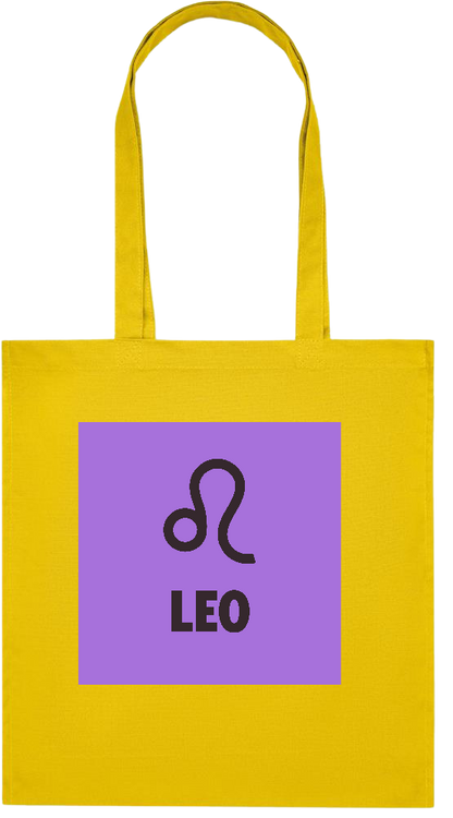 Zodiac Leo Design - Premium colored organic cotton tote bag_YELLOW_front