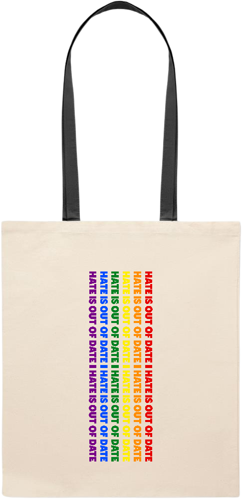 Hate is Out of Date Design - Essential colored handle tote bag_BLACK_front