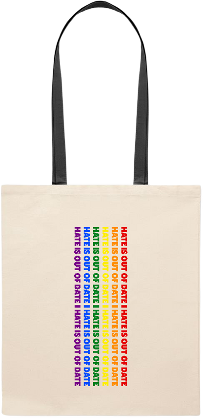 Hate is Out of Date Design - Essential colored handle tote bag_BLACK_front