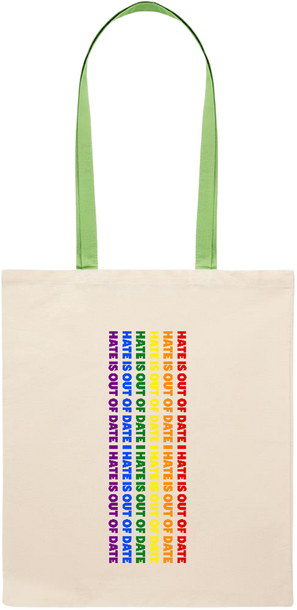 Hate is Out of Date Design - Essential colored handle tote bag_LIME_front