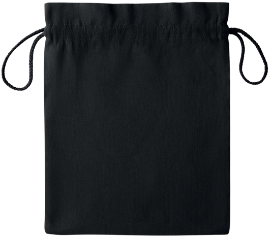 Essential medium colored cotton drawstring bag_BLACK_front