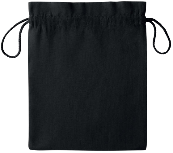Essential medium colored cotton drawstring bag_BLACK_front