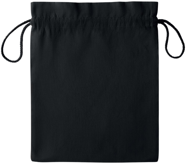 Essential medium colored cotton drawstring bag_BLACK_front