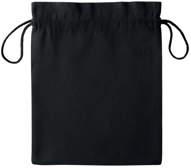 Essential medium colored cotton drawstring bag_BLACK_front