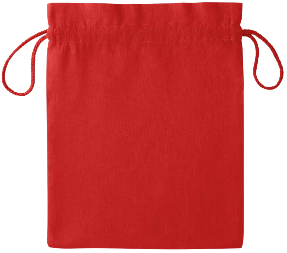 Essential medium colored cotton drawstring bag_RED_front