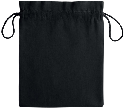 Essential medium colored cotton drawstring bag_BLACK_back