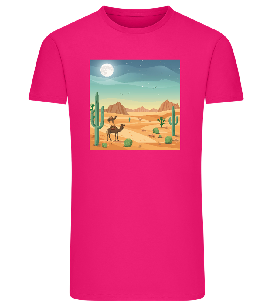 Desert Vacation Design - Comfort men's fitted t-shirt_FUCHSIA_front